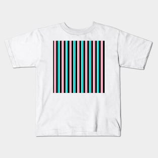 Black Pink and Blue Stripes Kids T-Shirt